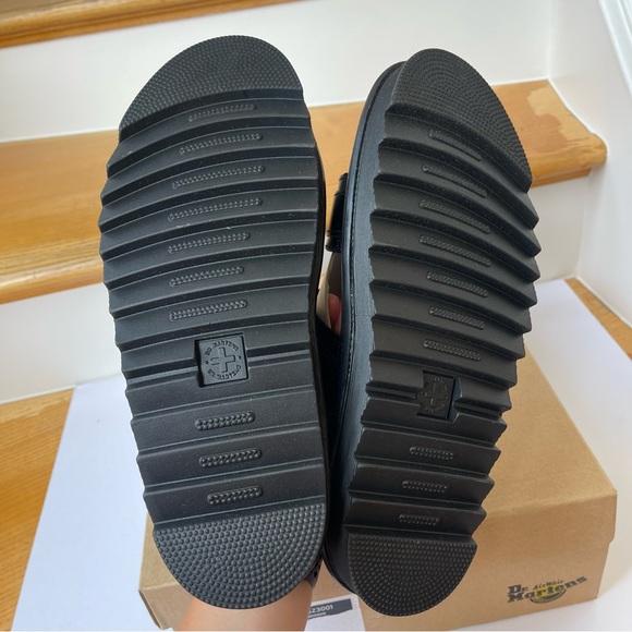 NWT Doc Martens Myles Brando Leather Slide Sandals in black buckles platforms - Picture 6 of 15